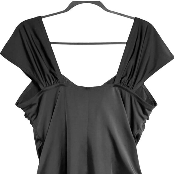 Torrid Black Wireless Ruched Cap Sleeve One Piece Swimsuit Size: 3 3XL - Picture 5 of 15